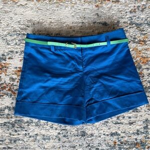 Express Cotton Shorts with Green Belt, Size 0
